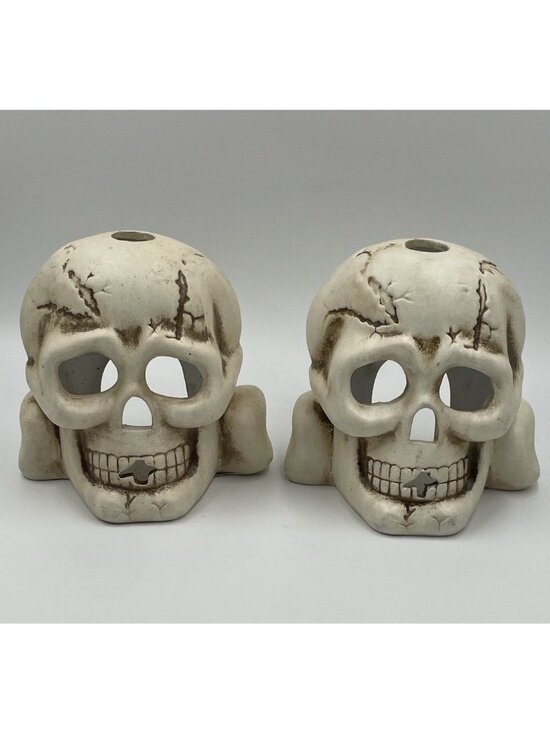Spooky Hollow Other - Vintage Skull & Crossbones Candle Holder Spooky Hollow Halloween Pirate Decor